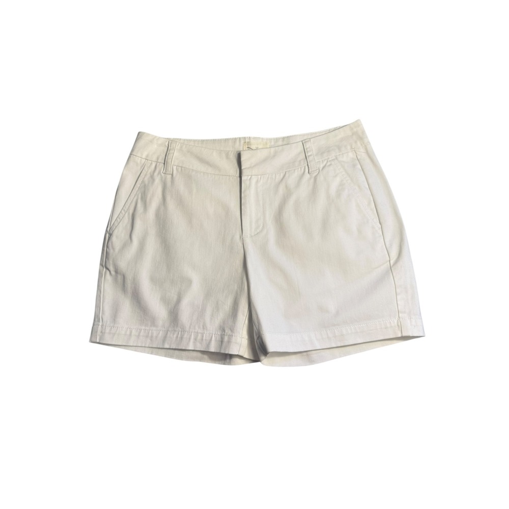 Caslon Womens White Cotton Chino Shorts Mid Rise Size 6 Stretch Summer‎ Classic